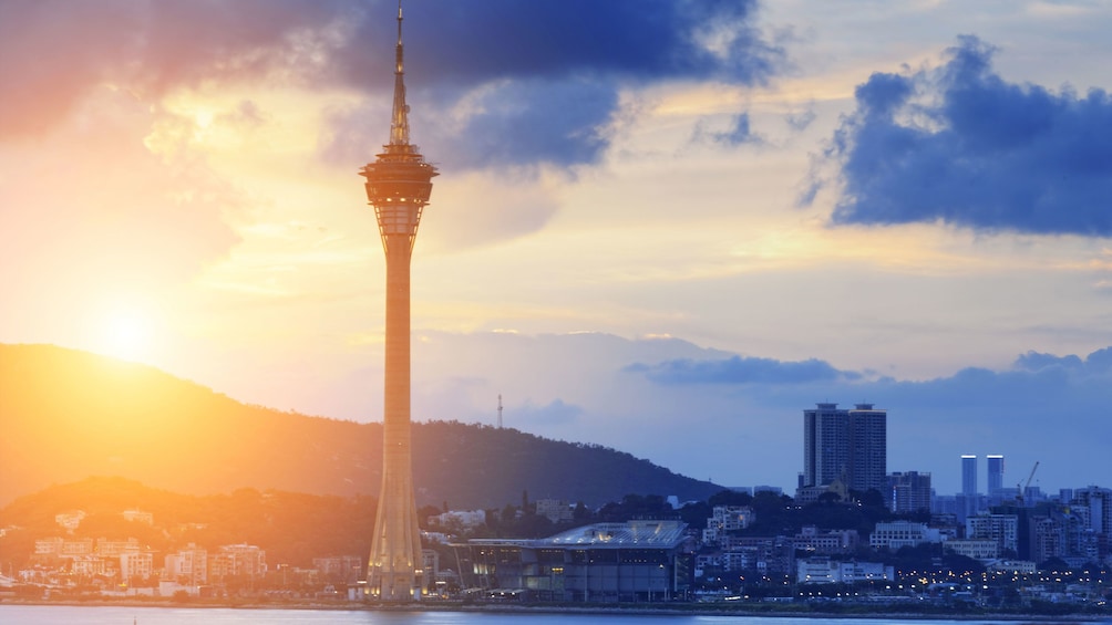 The Macau tower at sunset