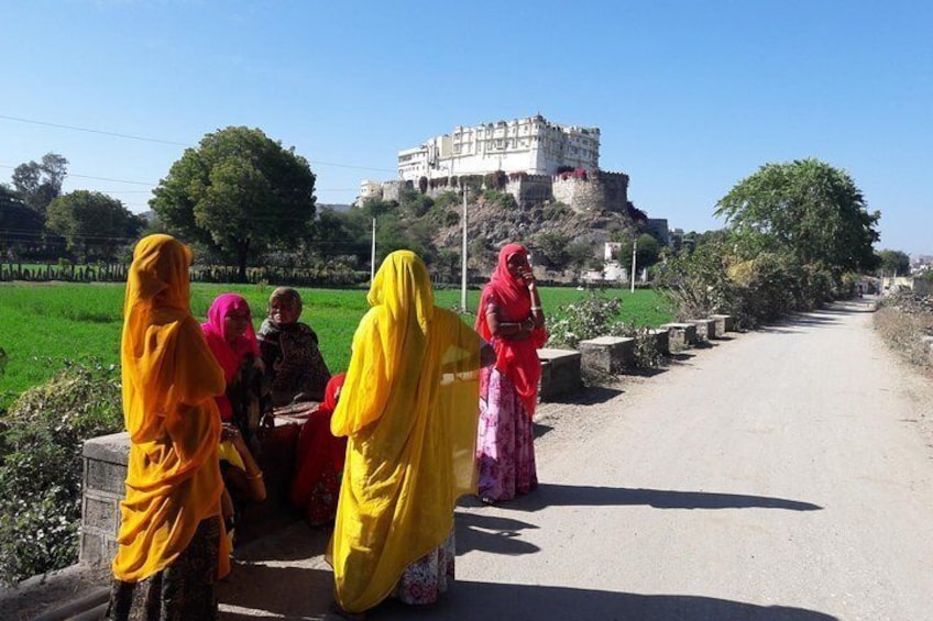 walk through the village with DEVigarh Heritage hotel in background