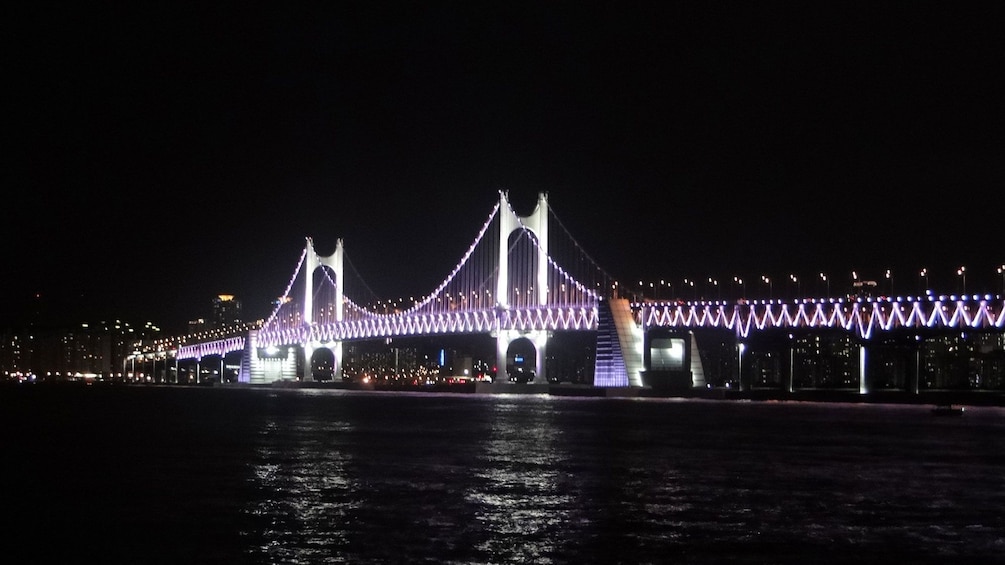 Beautiful view of Gwangan Bridge at night in Busan 