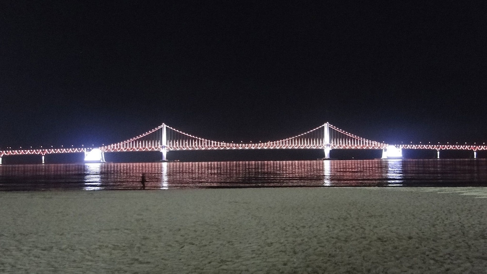 Stunning view of Gwangan Bridge at night in Busan 