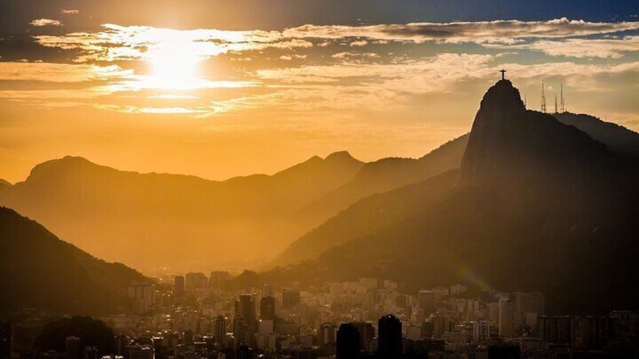 View of corcovado mountain from inside the helicopter