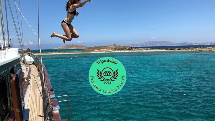 Mykonos Sail Cruise to Rhenia, Guided Tour of Delos, Lunch&Drinks