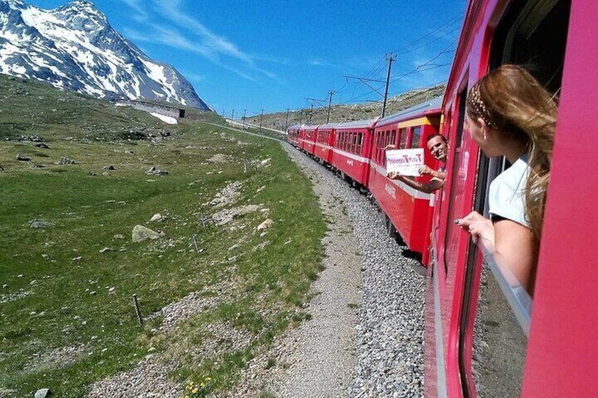 Bernina Express tour, Swiss alps & St Moritz. With 4 pick up points in Milan