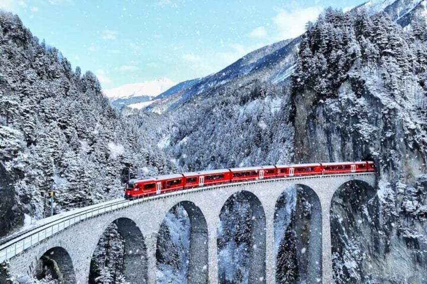 Bernina Red Train, Swiss Alps & St Moritz From Milan