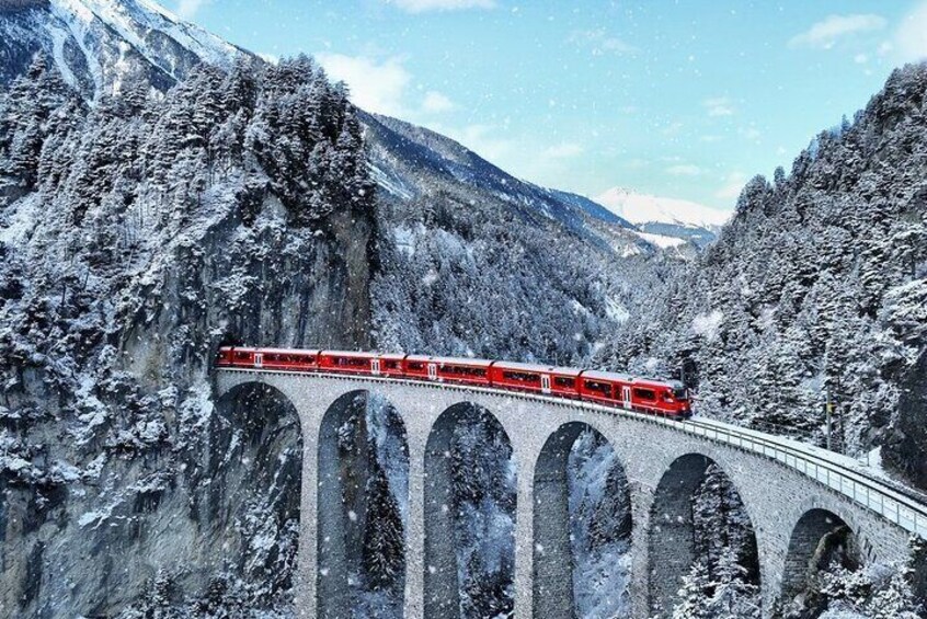 Bernina Red Train, Swiss Alps & St Moritz From Milan