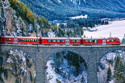 Bernina Red Train, Swiss Alps & St Moritz From Milan