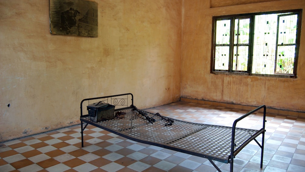 View of a room inside a building at the Choeung Ek Killing Fields in Phnom Penh