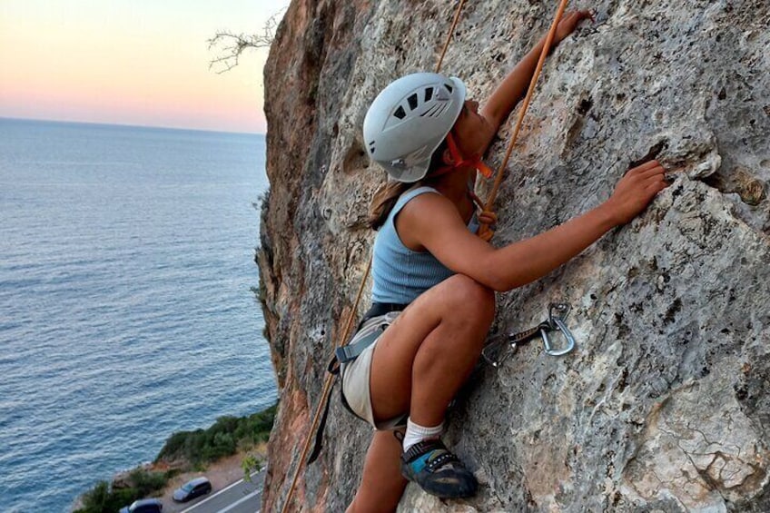 Climbing in Leonidio with instructor