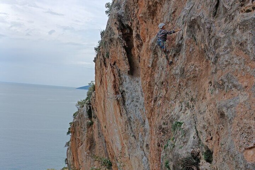 Climbing in Leonidio with instructor