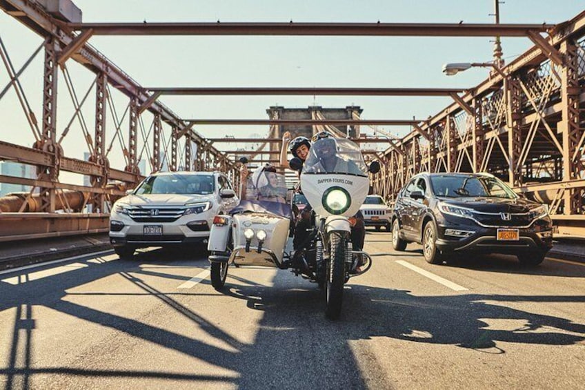 Theres walking the brooklyn bridge-and then theres taking a sidecar across !