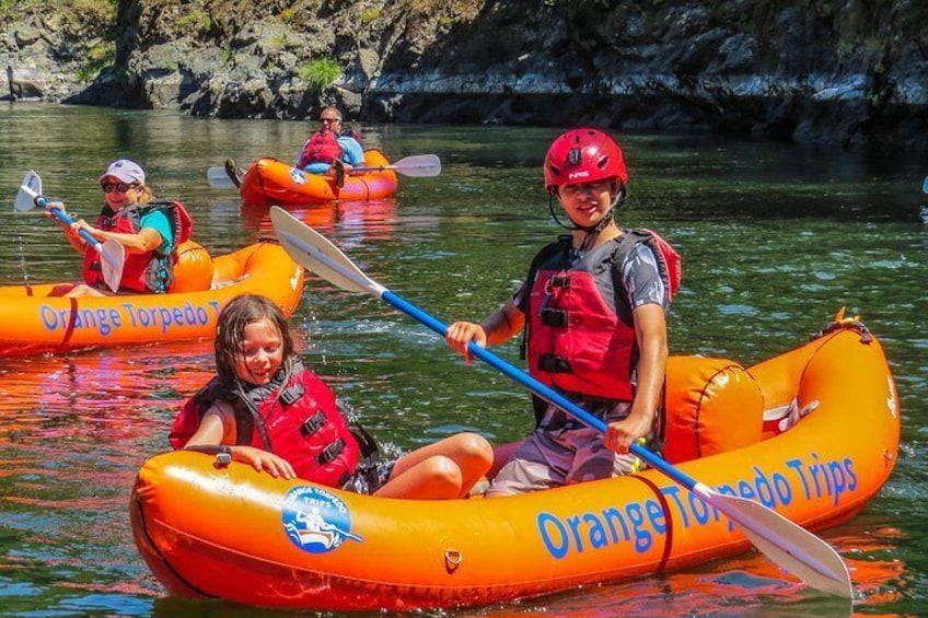 Kids 12 and older love trying the inflatable kayaks on the Rogue River