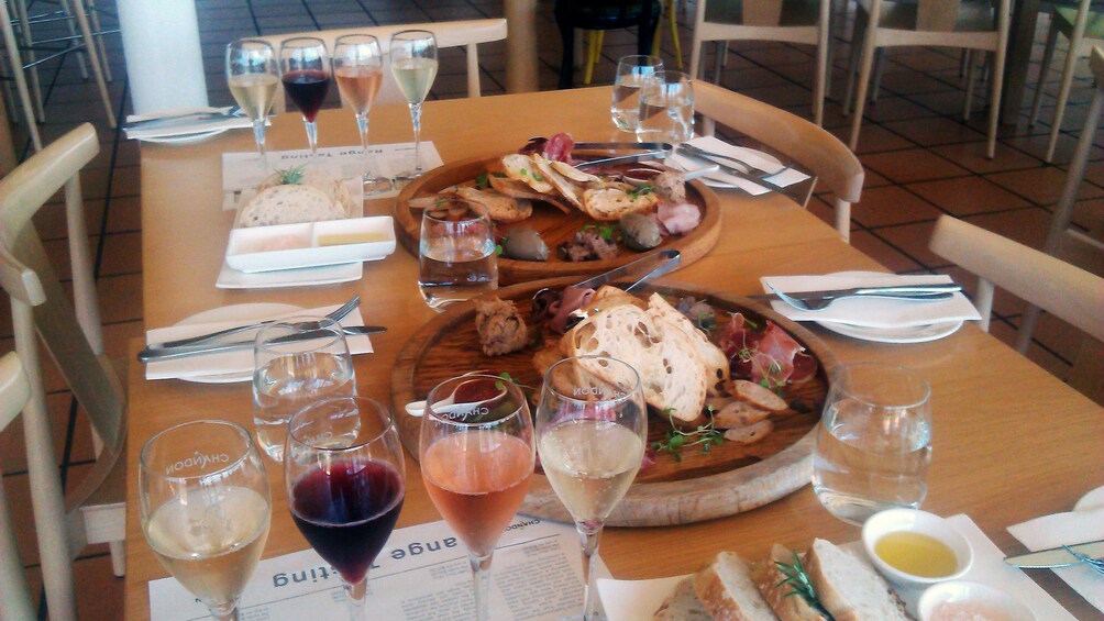 Appetizers served with wine samples in Melbourne