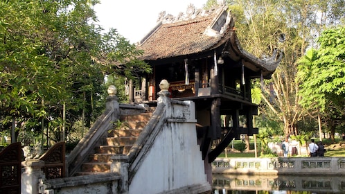 visiting the One Pillar Pagoda in Hanoi