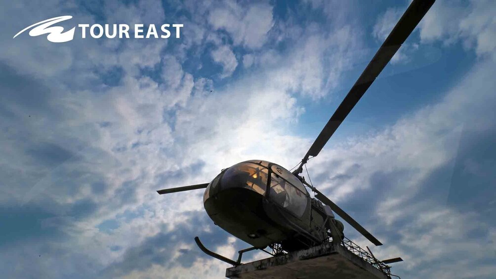 View from below of helicopter in Western Thailand