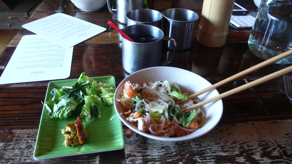 Tai noodle salad dish in the culinary tour in portland