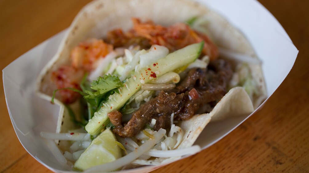 beef wrap in the culinary tour in portland