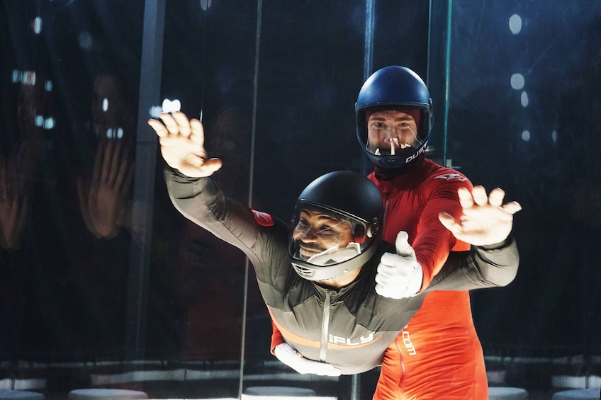Instructor and customer atTwo Flight Indoor Skydiving Experience