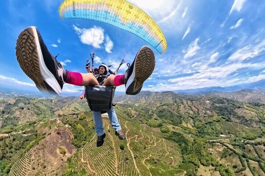 Unique experience flying paragliding