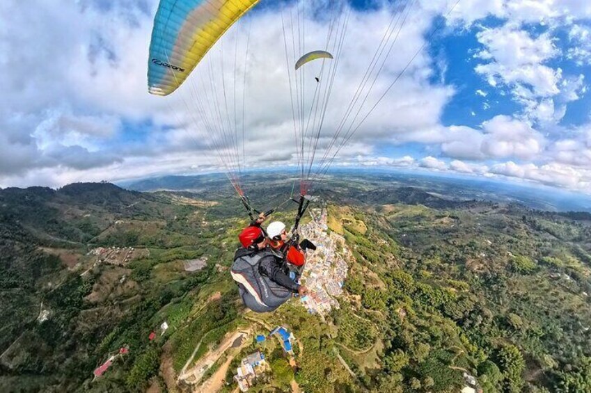 Unique experience flying paragliding