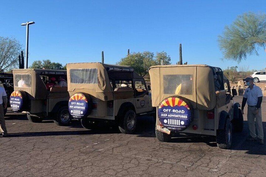 Our public Jeep tours depart every morning and afternoon from our operations office in North Scottsdale, Arizona. 