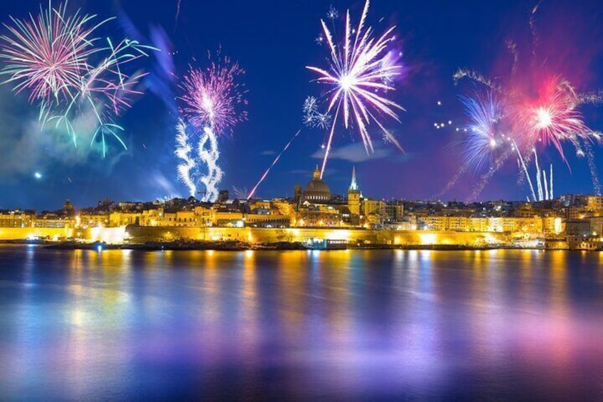 Experience the Malta fireworks festival from a catamaran