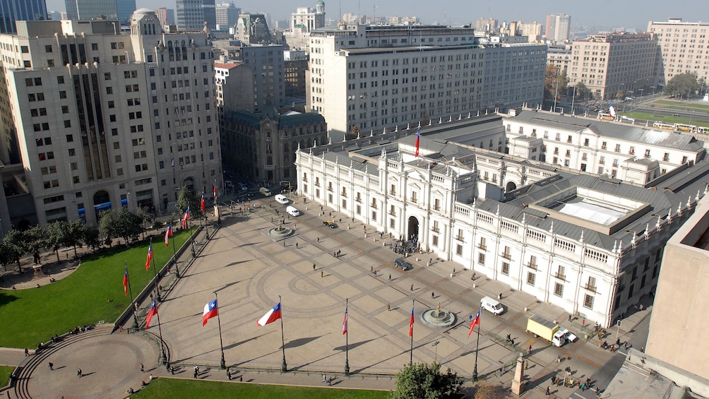 Aerial view of La Moneda Palace