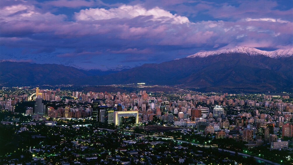 Cityscape of Santiago at night
