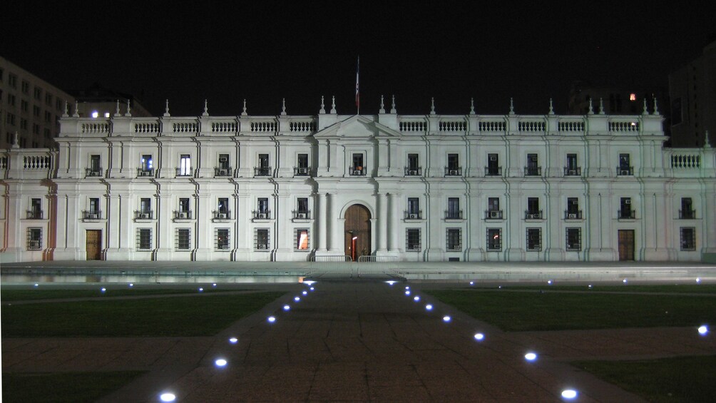 Government building at night in Santiago
