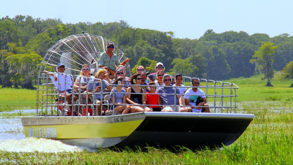 Airboat with group in the Everglades in Orlando.