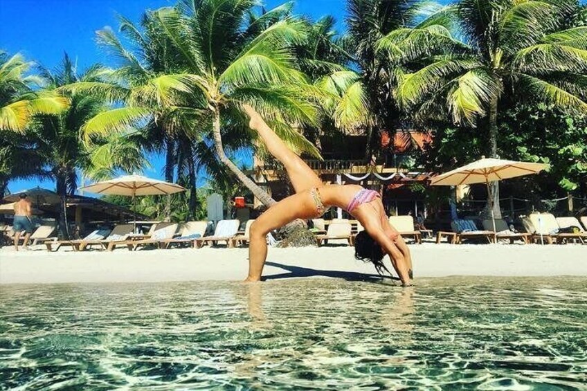 practice yoga, the beach is just perfect