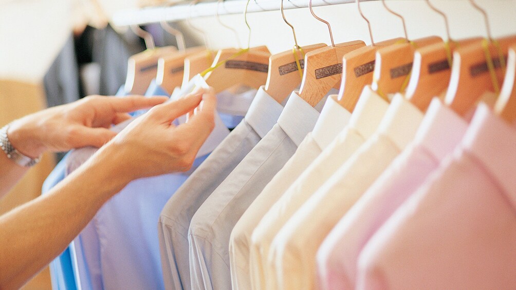 Row of colorful mens shirts