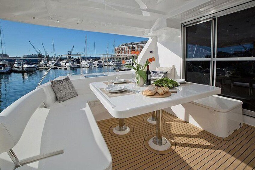 Zone arrière de notre catamaran