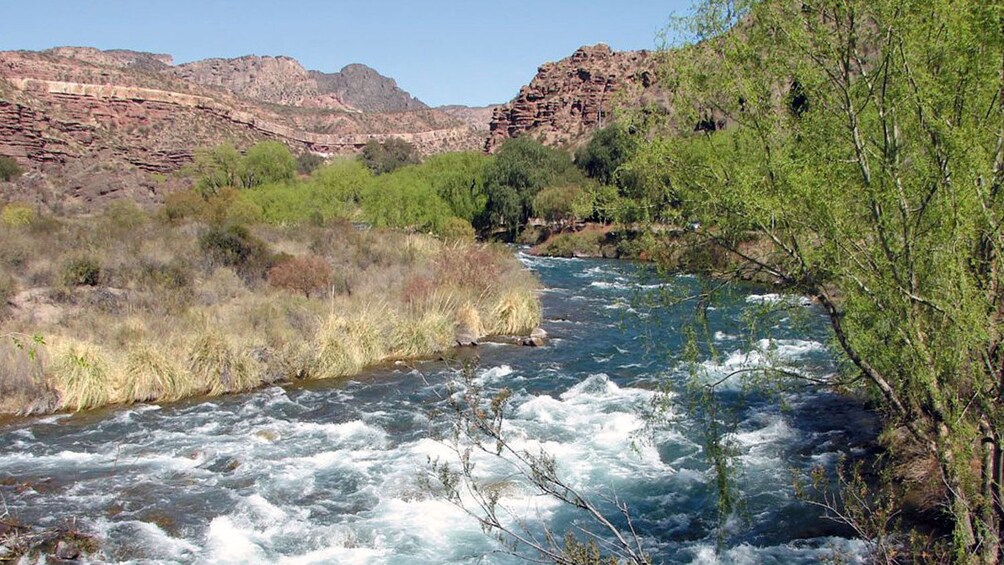 Bright blue river in Atuel Canyon