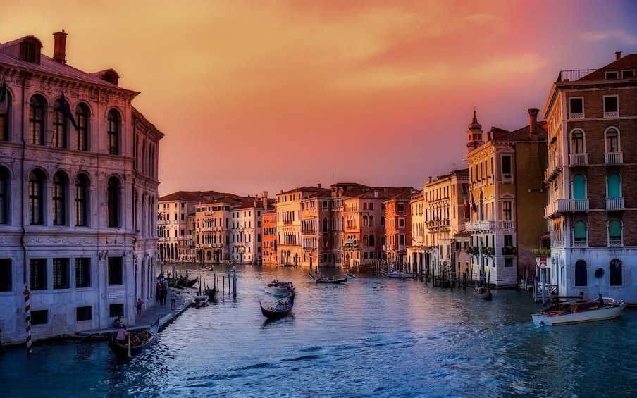 Canals of Venice at sunset