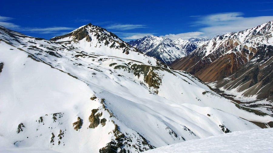 Icy peaks of a mountain range in mendoza
