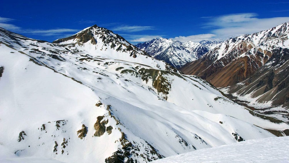 Icy peaks of a mountain range in mendoza