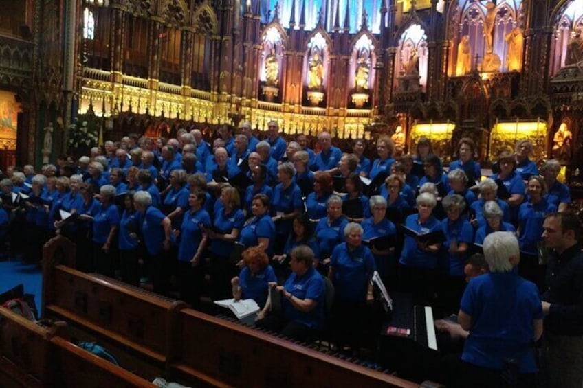 During their walking tour, I organised for my choir group to sing inside the Notre Dame Basilica

