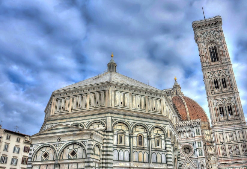 The Florence Cathedral and Baptistery on a cloudy day