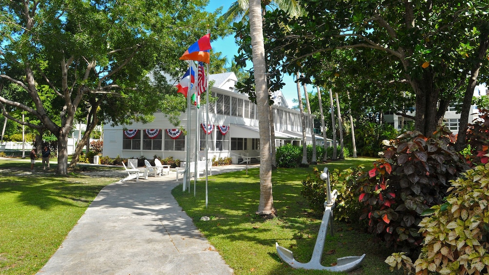 Well kept yard of the Harry S Trueman Little White House in Key West