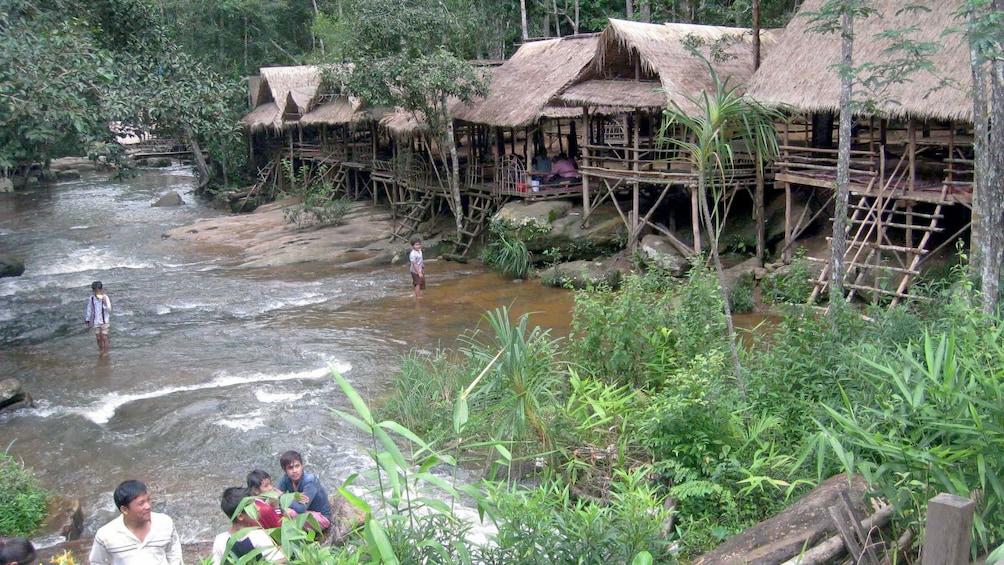 Show item 3 of 9. View of the village people and resting huts at Kirirom National Park in Phnom Penh
