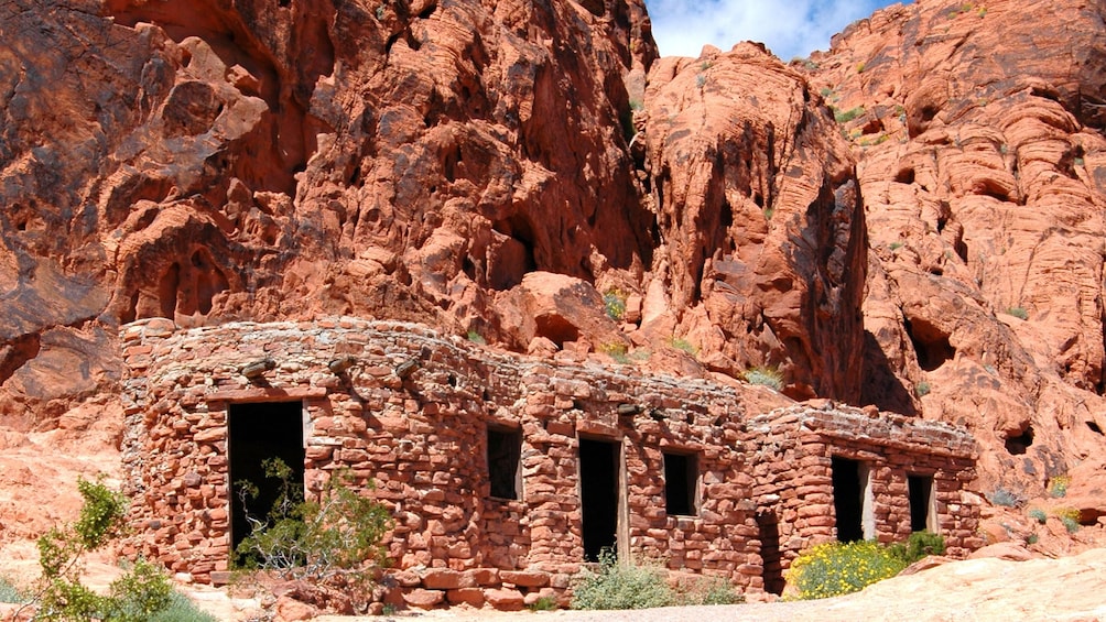 Cabins made of surrounding rocks used to escape the heat within the Valley of Fire