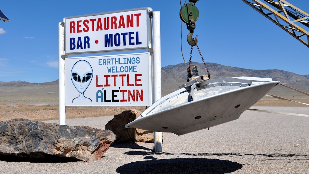 Visit the Little A'le'Inn to discover movie paraphernalia of UFOs