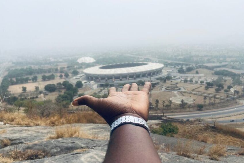 Client taking pictures of National stadium