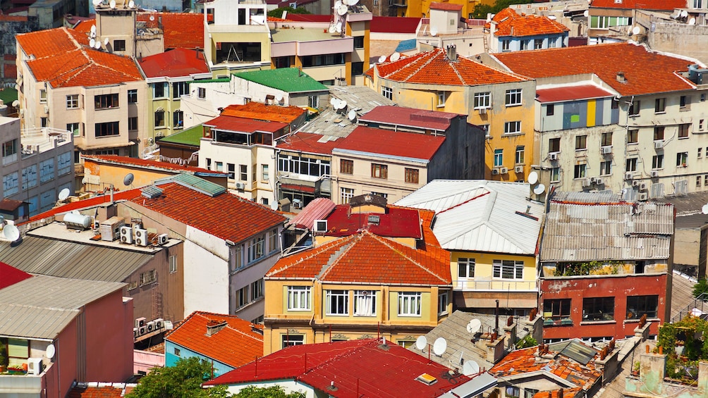 View of the rooftops of some buildings in Istanbul 