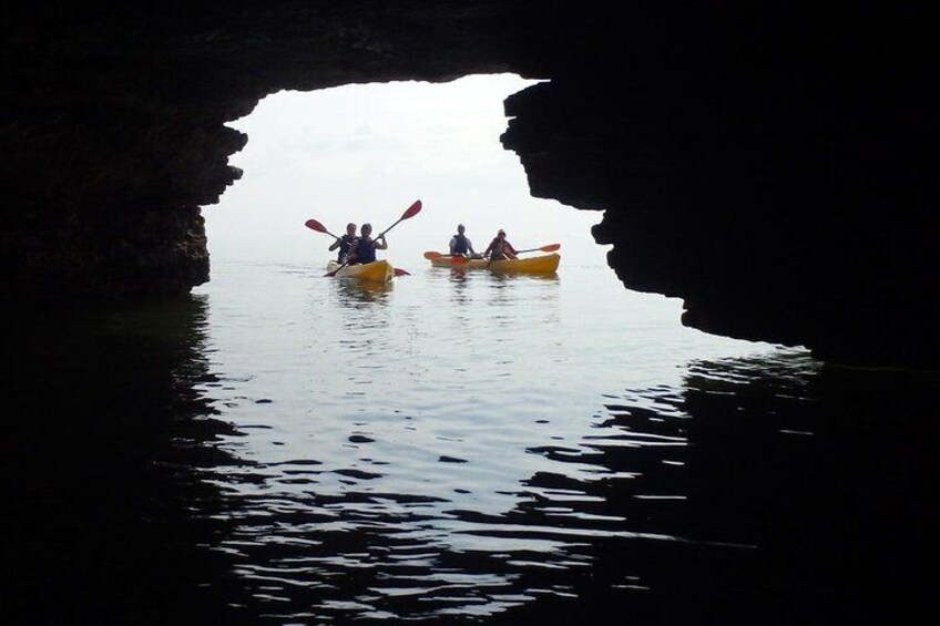 Kayaking through the caves