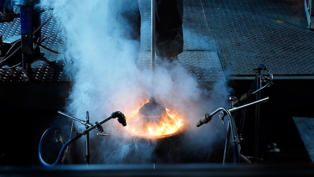 Hot glass being cooled in Waterford Crystal shop in Dublin