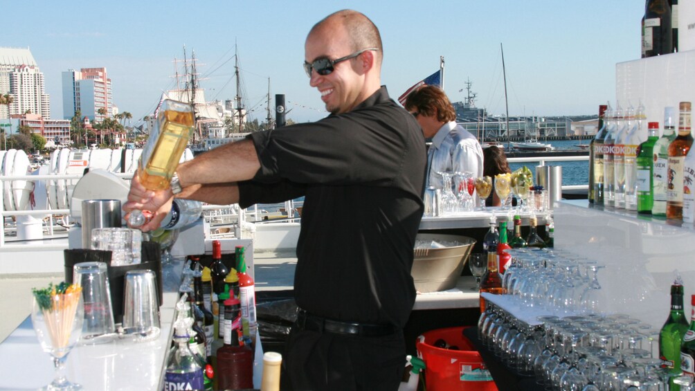 Cocktail drinks are available to purchase on the sights and sips cruise in San Diego