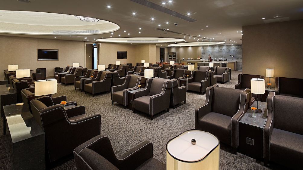 The seating area at Macau International Airport Lounge