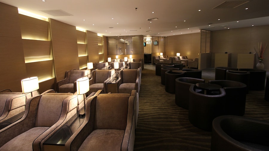 Comfortable seating at the Penang International Airport Lounge in Malaysia