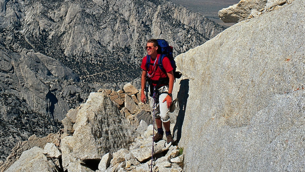 Geared up for rock climbing in Denver